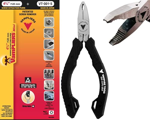 VAMPLIERS 5" Mini Stripped M2 Screw Extractor Pliers ESD Safe TPR Handles - style: 5" Mini Pliers
