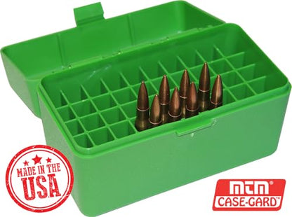 MTM 50 Round Flip-Top Rifle Ammo Box 270 Win 280 Rem 30-06, Green - color: Green