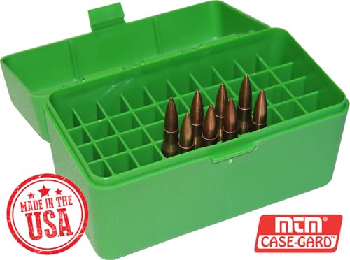 MTM 50 Round Flip-Top Rifle Ammo Box 270 Win 280 Rem 30-06, Green - color: Green