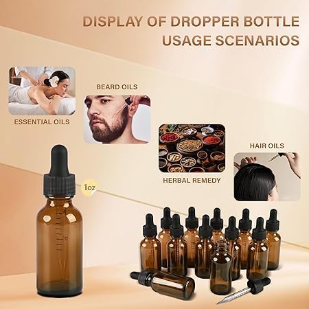 NOOEEISS 12 Pcs, 1oz Amber Glass Eye Dropper Bottle, Tincture Bottles with Leak-Proof Design, Stronger Suction, for All Kinds of Mixed Liquids - color: Amber, size: 1oz-12Pack