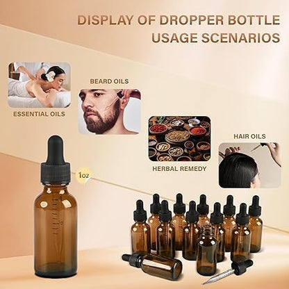 NOOEEISS 12 Pcs, 1oz Amber Glass Eye Dropper Bottle, Tincture Bottles with Leak-Proof Design, Stronger Suction, for All Kinds of Mixed Liquids - color: Amber, size: 1oz-12Pack