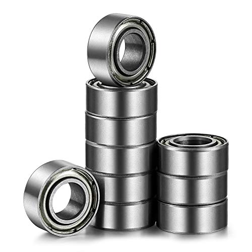 R188-ZZ Bearing 1/4x1/2x3/16in, Metal Shielded Steel 10-Pack