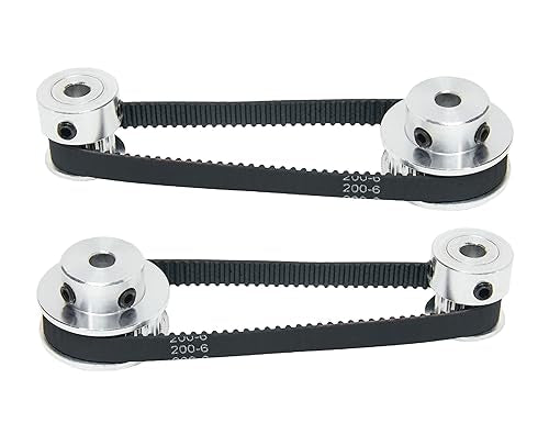 2PCS Set 2GT Aluminum Timing Pulley 20&36 Teeth 6.35mm Bore Synchronous Wheel with 2PCS Length 200mm Width 6mm Belt (20-36T-6.35B-6) - size: 6.35MM Bore, style: 20-36T-6.35B-6MM