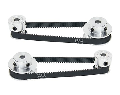 2PCS Set 2GT Aluminum Timing Pulley 20&36 Teeth 6.35mm Bore Synchronous Wheel with 2PCS Length 200mm Width 6mm Belt (20-36T-6.35B-6) - size: 6.35MM Bore, style: 20-36T-6.35B-6MM