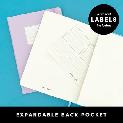 PAPERAGE Blank Journal Notebook, (Navy), 160 Pages, Medium 5.6 in x 8 in - 100 GSM Thick Paper – Hardcover Journaling Notebook for Work, School, Note Taking or Sketching - color: Navy, style: D. Blank