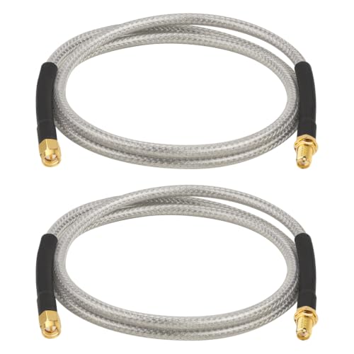 XRDS -RF Low Loss RG58 Coaxial Cable 3FT 2PCS, SMA Male to SMA Female Bulkhead Extension Cable, Solid Copper 50 Ohm RF Wire for WiFi Antenna Router, 4G LTE Gateway - size: 3FT 2PCS