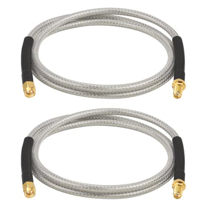 XRDS -RF Low Loss RG58 Coaxial Cable 3FT 2PCS, SMA Male to SMA Female Bulkhead Extension Cable, Solid Copper 50 Ohm RF Wire for WiFi Antenna Router, 4G LTE Gateway - size: 3FT 2PCS