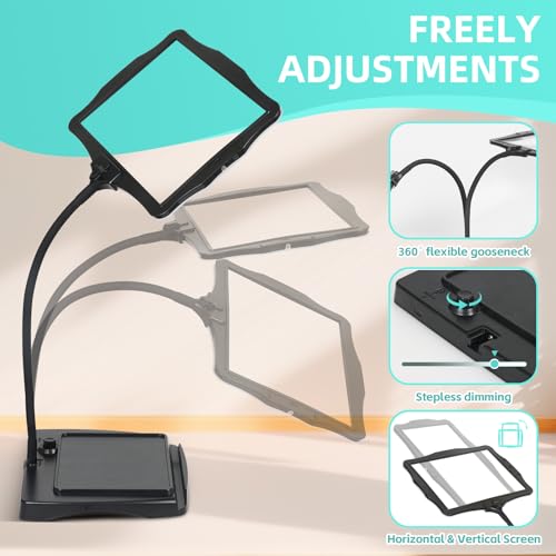 Magnifying Glass with Light and Stand 50 Ultra-Bright LEDs Black - color: Black