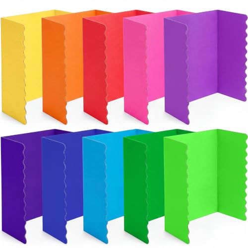 Mooliwe 10 Pack Scalloped Trifold Poster Board, 26" x 17", Rainbow - color: Rainbow, size: 26" X 17"