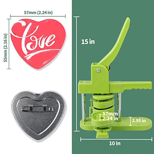 Happizza Heart-Shaped Button Maker Machine, Detachable Heart DIY Pin Button Maker Press Machine Kit, Badge Button Press Machine Pin Maker Machine with Free 100pcs Button Parts - size: Heart shape
