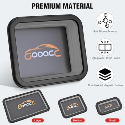 GOOACC 3 Sizes Collapsible Magnetic Parts Tray Set Light Grey - color: Grey