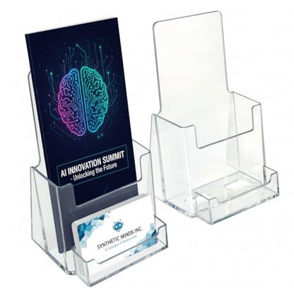 Azar Displays, 252922, Counter Brochure Holder for Trifold Flyers, Business Card or Gift Card Attachment, Advertisment Retail Display Stand, Countertop Literature Organizer, Acrylic, Clear, 10-Pack - size: 10-Pack, style: Business Card Pocket