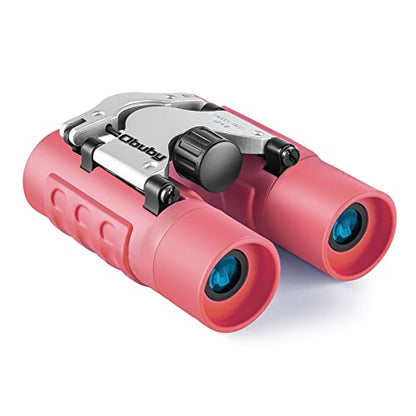 Real Binoculars for Kids Gifts for 3-12 Years Boys Girls 8x21 High-Resolution Optics Compact Toy Binocular for Bird Watching,Travel, Camping - color: Rose