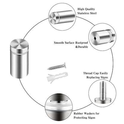 Standoff Screws for Acrylic & Signs - 0.5x1 in 24pcs Metal Mounts - size: 0.5x1 in (24 Pcs)