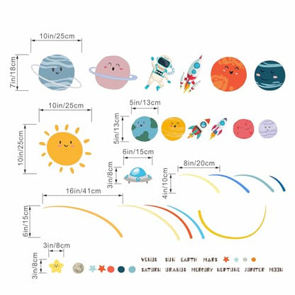 Outer Space Planets Wall Decals - Astronaut Rocket Boys Wall Stickers - Baby Nursery Kids Room Daycare Playroom Wall Decor - color: Planets