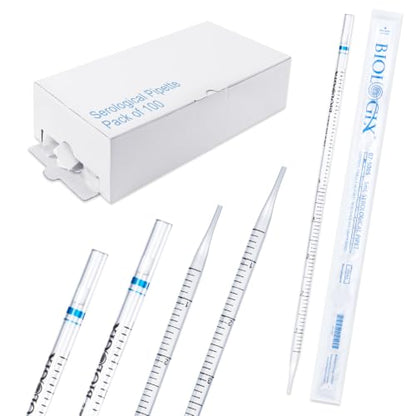 5mL Serological Pipette, 100Pcs Sterile Plastic Serological Pipet - size: 5ml-100Pcs