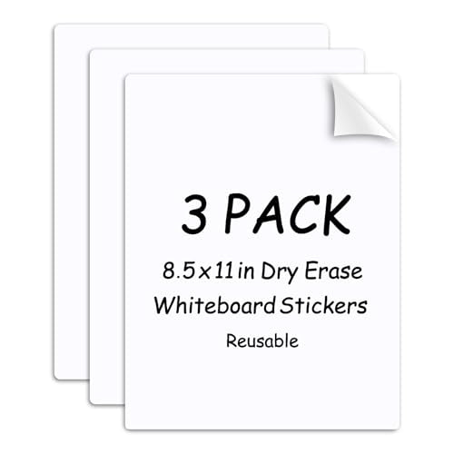 SVNOOC Multi-Use White Board Dry Erase Board Stickers for Wall Refrigerator Door Home Office Classroom, Reusable Lapboards, 8.5x11 inches, 3 Pack - size: 8.5x11 inches