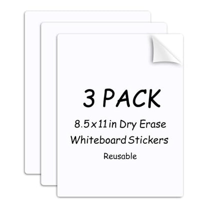 SVNOOC Multi-Use White Board Dry Erase Board Stickers for Wall Refrigerator Door Home Office Classroom, Reusable Lapboards, 8.5x11 inches, 3 Pack - size: 8.5x11 inches