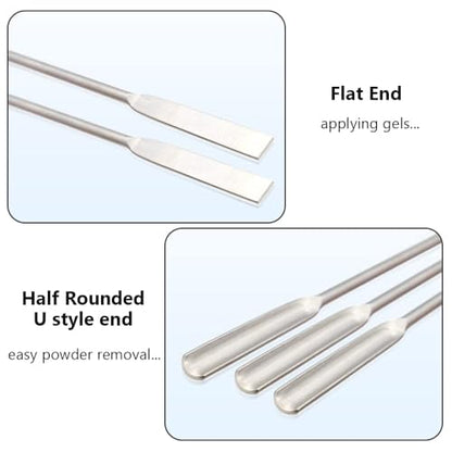 7" Double Ended Lab Micro Spatula Scoop - Half Rounded Flat End Spoon Laboratory Mixing Sampler for Measuring, Applying, 3 PCS