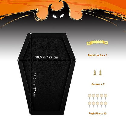 Coffin Felt Bulletin Board, Gothic Decor Bulletin Board for Table Top or Wall, Coffin Message Board with Push Pins, Gothic Decor for Home, Office, Bistro and School