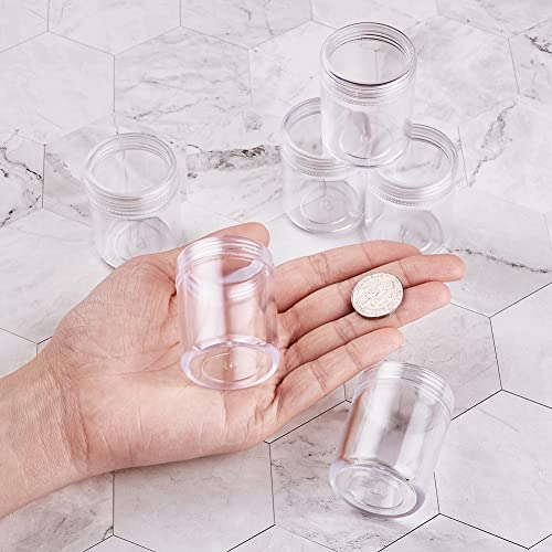 Craftdady 10pcs Clear Plastic Bead Containers Storage Container Box Jars with Lid Round Bottle Transparent Organizers Box 1.5"x2" 20ml for DIY Diamond Beads Crafts Jewelry - color: Clear-10pcs, Round