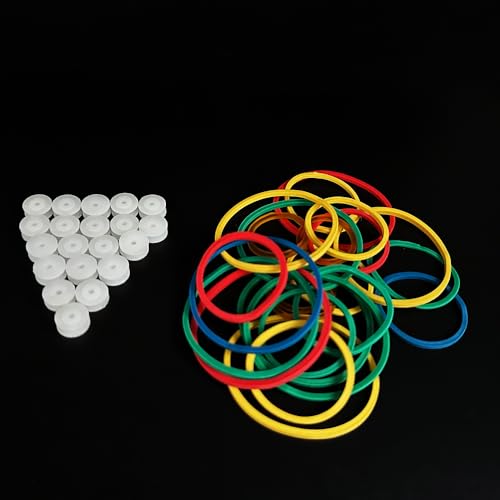 30PCS 2mm Hole Plastic Pulley Wheel Belt Pulley Drive Pulley with Rubber Band Transmission Belt Pulley Belt for DIY Model Toy RC Car Truck Robot Airplane Parts (White 9.3mm Diameter, 2mm Hole) - style: White 9.3mm diameter