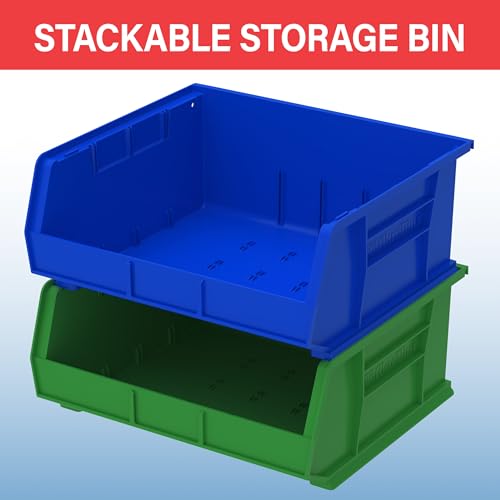 Akro-Mils 30250 AkroBins Plastic Storage Bin Hanging Stacking Containers, (15-Inch x 16-Inch x 7-Inch), Yellow, (6-Pack) - color: Yellow