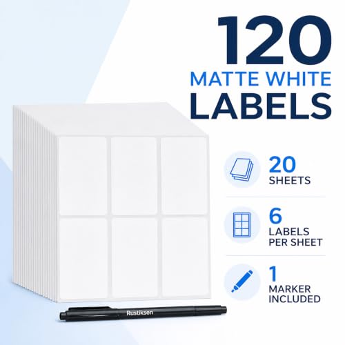 120 Matte White Waterproof Removable Labels with Marker, 4 x 2 in with Marker for Jars, Bins, Bottles, and Boxes - color: Large Matte White