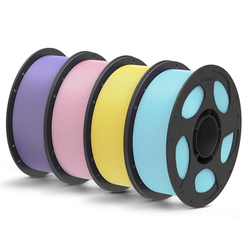ANYCUBIC Matte PLA Filament Bundle 4KG, 3D Printing PLA Filament 1.75mm Dimensional Accuracy +/- 0.03mm, 1KG Reusable Spool, Purple + Sakura Pink + Ice Blue + Yellow - color: 4kg Matte Purple + Sakura Pink + Ice Blue + Yellow, size: 4kg