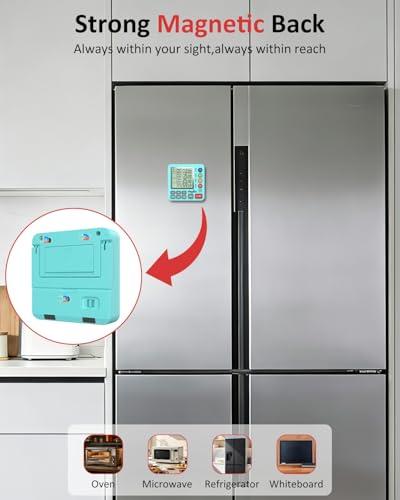 Digital Kitchen Timer with 4 Channel, Loud Alarm and Silent Mode - color: Mint Green