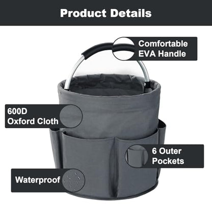 Cleaning Caddy with Handle, Cleaning Supplies Organizer Collapsible Bucket - color: Dark Grey