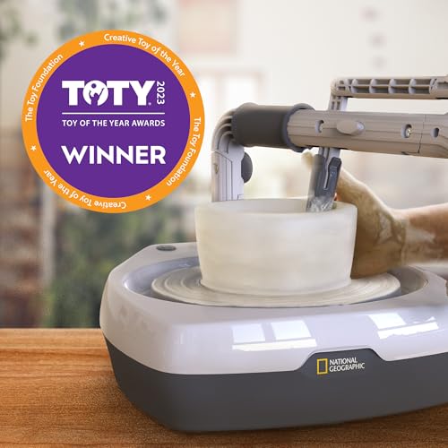 NATIONAL GEOGRAPHIC Hobby Pottery Wheel Kit - 8" Variable Speed Pottery Wheel for Adults & Teens with Innovative Arm Tool, 3 Lb Air Dry Clay & Art Supplies, Crafts for Adults, Craft Kits for Teenagers - style: Hobby Pottery Wheel