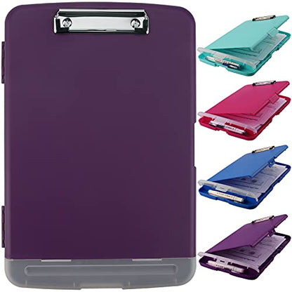Clipboard with Storage, A4 Binder Nursing Clipboards with Pen Holder, Heavy Duty Storage Clipboards with Low Profile Clip, Clipboard Folder Side-Opening, Smooth Writing Clip Board (Purple) - color: Purple