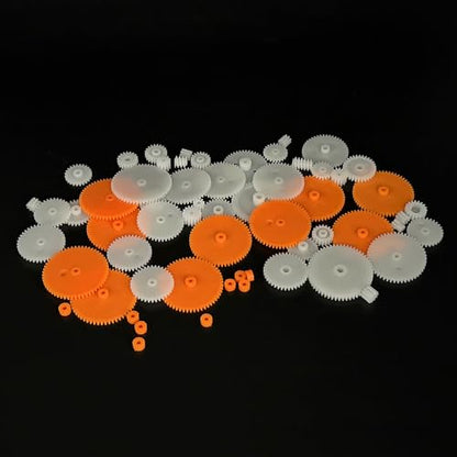 61PCS Plastic Gear Set Single Gear Spindle Gear Shaft Sleeve Small Motor Gear for RC Car Truck Robot DIY Model Toy Building Parts (61)