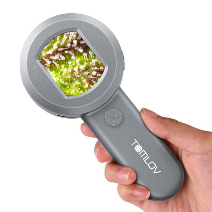 TOMLOV P10 Microscope for Adults Kids, 100X Illuminated Jewelers Loupe - color: Grey