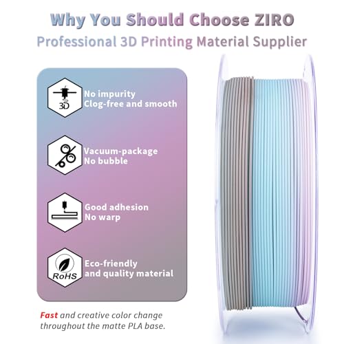 ZIRO 3D Printer Filament, Fast Color Change, Matte PLA 1KG, Drift Feather - color: Drift Feather (Matte)