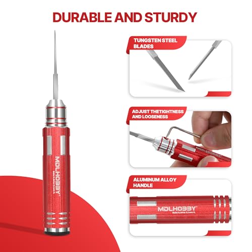 Metal Scribe Tool with 7 Blades (0.1/0.2/0.4/0.6/0.8/1.0/2.0mm) - color: Red