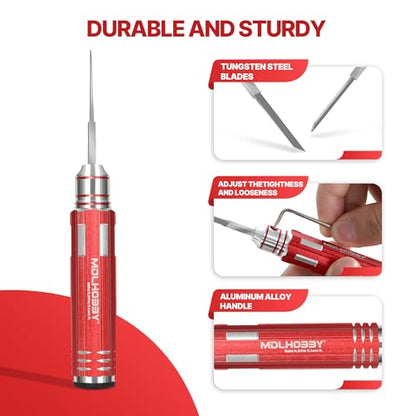 Metal Scribe Tool with 7 Blades (0.1/0.2/0.4/0.6/0.8/1.0/2.0mm) - color: Red