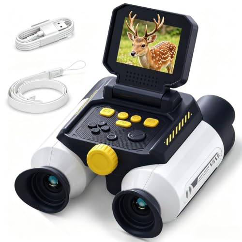 Binoculars for Kids with Night Vision Camera, 2.4 IPS Screen Kids Telescope - color: White