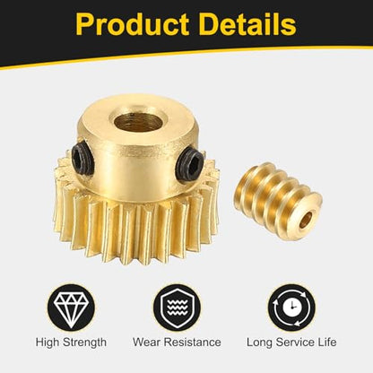 uxcell Worm Gear Set Right Rotation 25T 0.5 Module 1:25 Reduction Rate - size: Gear-4mm, Rod-1.98mm Bore, style: 0.5M-25T