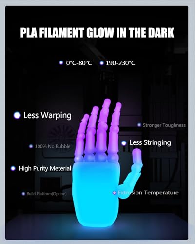 3D Printer Filament PLA Glow in The Dark 1.75mm 3 Colors Bundle - color: Glow in the Dark Purple Blue Green Bundle