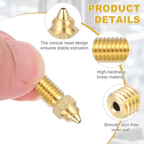 uxcell 5 Pcs 1mm Brass Nozzles M6 Thread for K1 3D Printers - size: 1mm