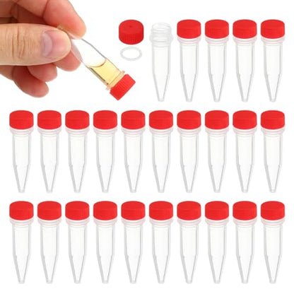 PATIKIL 1.5ml Plastic Cryogenic, 25Pcs Cryogenic Vial Screw Top Frozen Test Tube for Lab Laboratory Science, Red Cap - color: Red