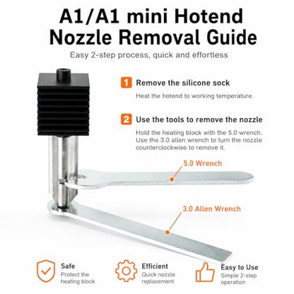 Bamboo Lab Upgrade Hardened Steel Hotend Kit for Bambu Lab A1 Mini /A1,2 Pack 0.8mm Harden Steel Nozzle,All Metal Extruder Hot End Heating Block Replacement, High-Speed 3D Printer Accessories - size: 2-Pack 0.8mm Nozzle