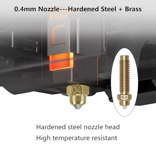 Ceramic Hotend for Elegoo Centauri Carbon, Brass Hardened Steel Nozzle 24V 60W Ceramic Heater Print Head Hot End with Extra 2PCS Nozzle for Centauri Carbon/Centauri 3D Printers - style: Brass 0.4MM Hotend
