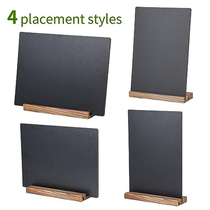 8.6x11.7 Chalkboard Signs with Base for Tabletop Decor Double Sided, Mini Chalkboard for Restaurant Food Menu, Message Board, Wedding Party (1 Pack, L/T 2-Slot) - size: 9"W x 11.7"H