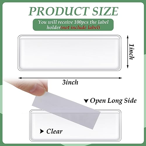 Meanplan 100 Pcs Label Holder Self Adhesive Clear Pocket Bulk 3x1 Inch