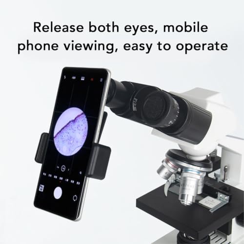 Microscope Lens Cellphone Adapter, Microscope Smartphone Camera Adapter Mount with 12.5X Eyepiece, for Eyepiece Tube 23.2mm, Fits Smartphones with a Width of 70 to 90mm