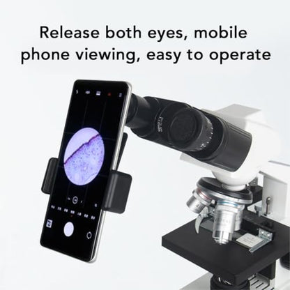 Microscope Lens Cellphone Adapter, Microscope Smartphone Camera Adapter Mount with 12.5X Eyepiece, for Eyepiece Tube 23.2mm, Fits Smartphones with a Width of 70 to 90mm