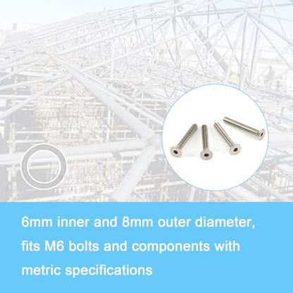 M6×8mm 304 Stainless Steel Shim Washers, Thin Spacers for Precise Alignment - size: M6x8